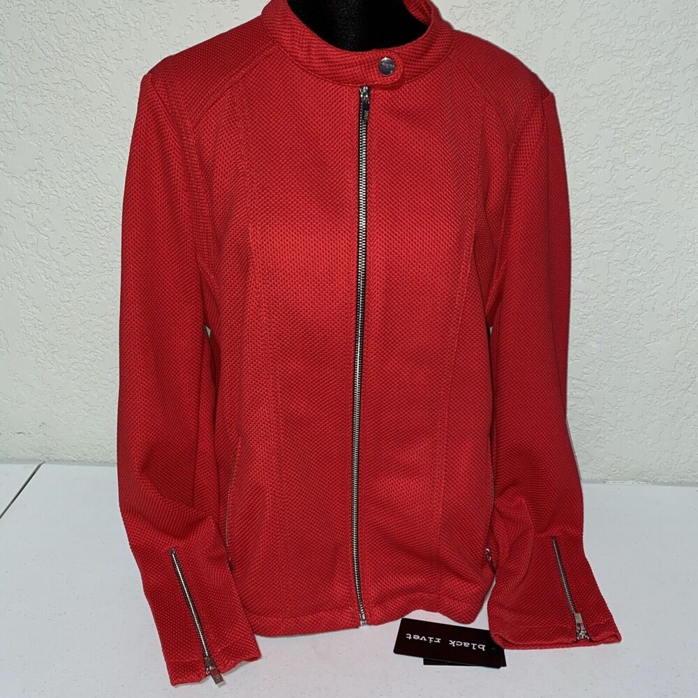 Black Rivet Wilsons Leather Women's Moto Jacket Firecracker Red Zip Up Sz XL NEW